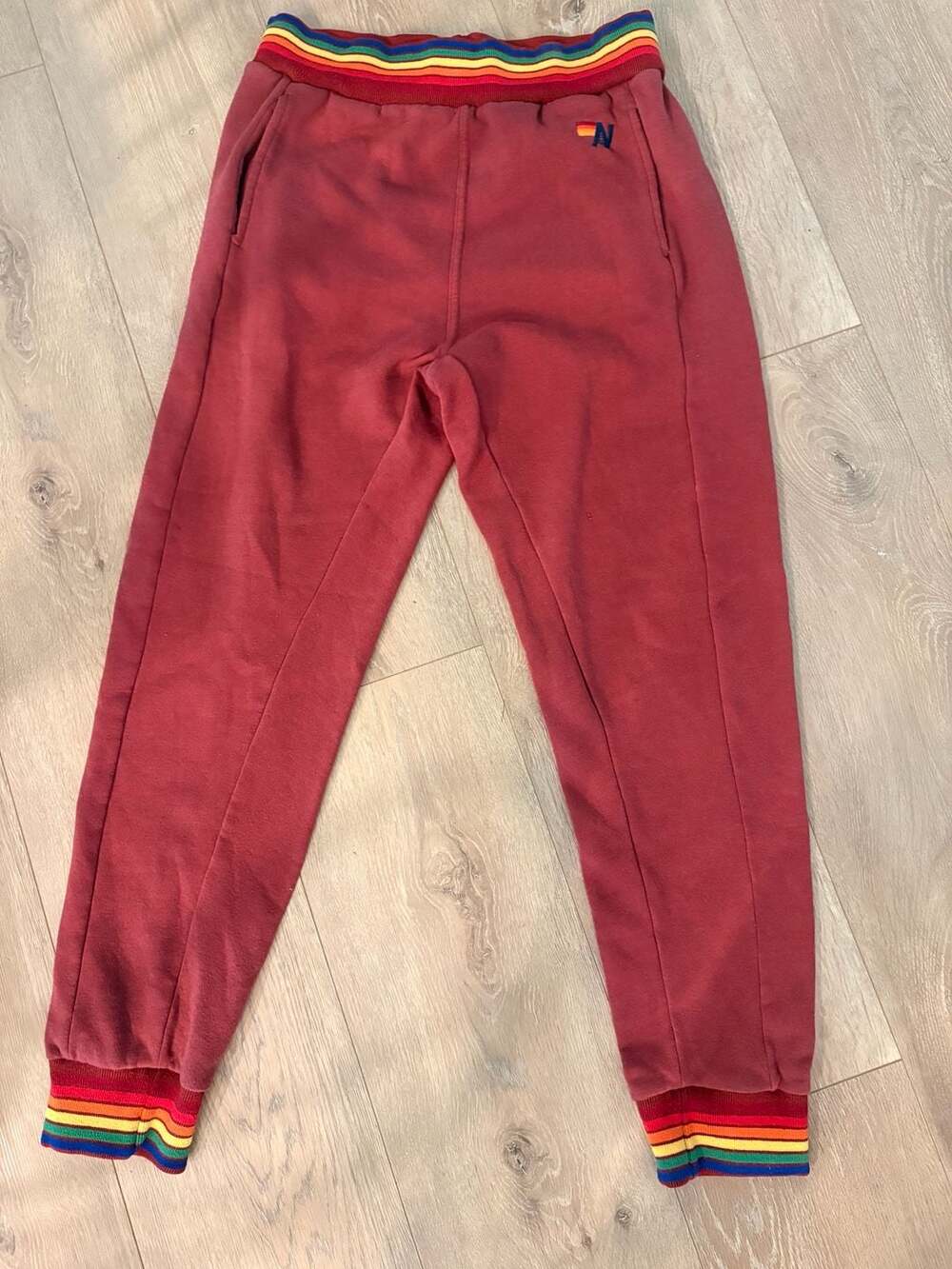 Aviator Nation 5 Stripe Vintage Joggers Sweatpants Red